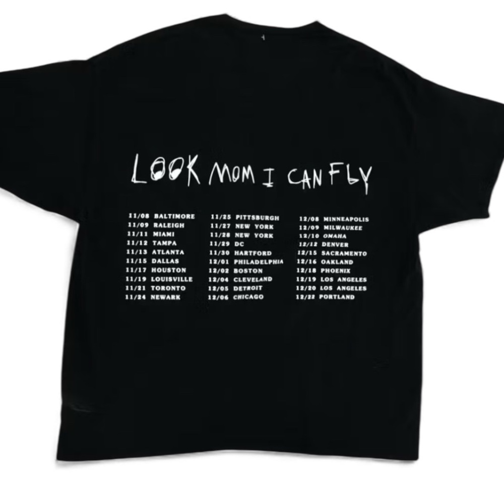 Travis Scott Astroworld Wish You Were Here Look Mom I Can Fly Tour Shirt, medium